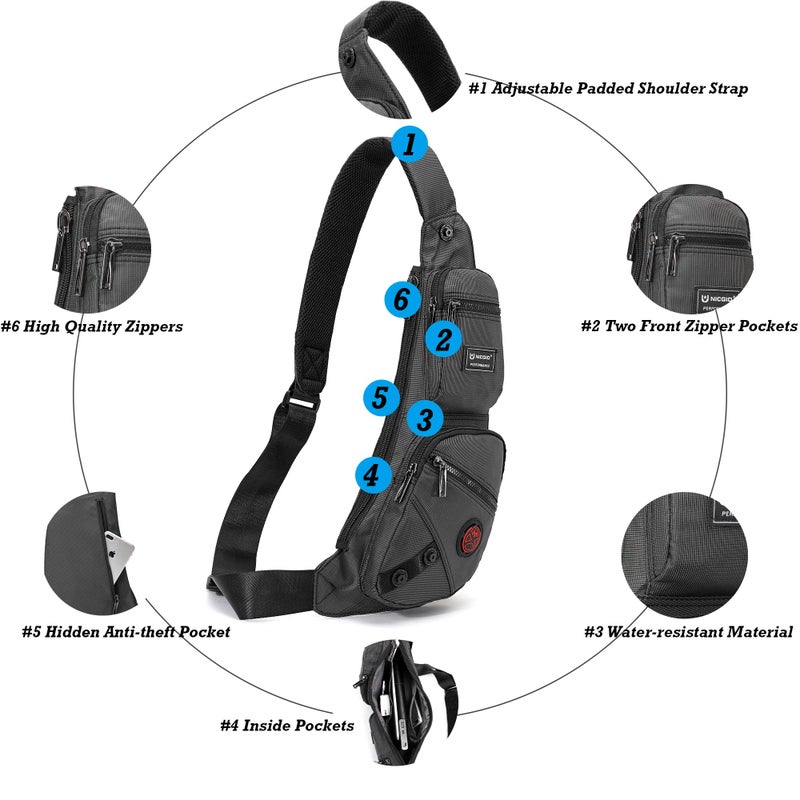 NICGID Sling Bag Chest Shoulder Backpack Crossbody Bags Casual Daypack for Men Women - Image 4